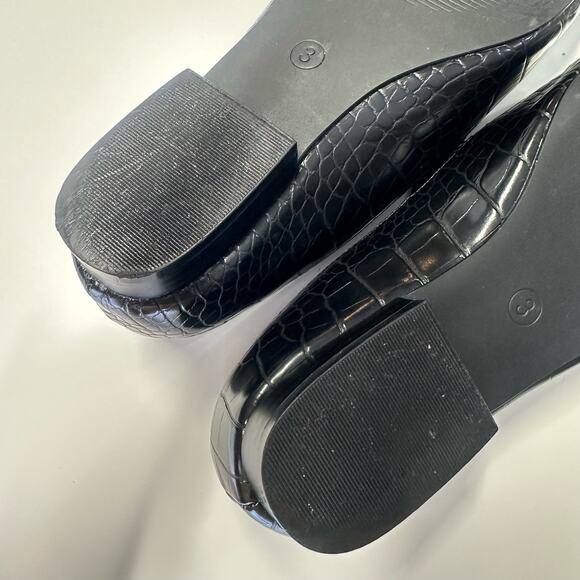 ASOS Design Mindy Mock Croc Embossed Loafers Size 5 US Black Faux Leather Flats - Picture 6 of 13